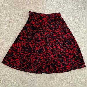 George Red and Black Floral Print Skirt